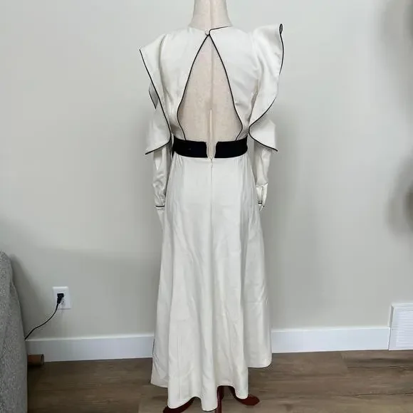 SELF-PORTRAIT Women's Monochrome Asymmetric Wrap Dress Size 2 In White